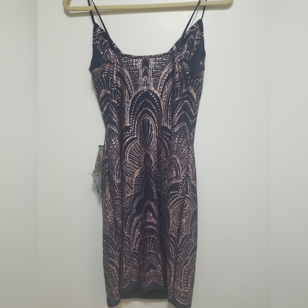 NWT Elegant Navy and Gold Dress by Jump Apparel